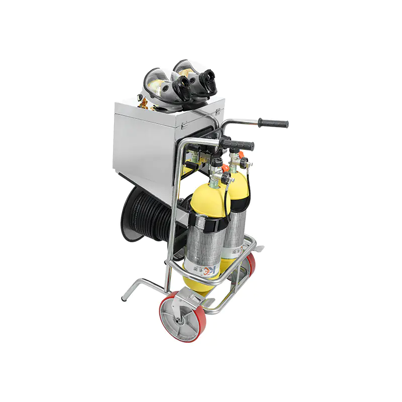 RVS op trolley gemonteerde mobiele gastoevoer SCBA met voetrem tweecilinder